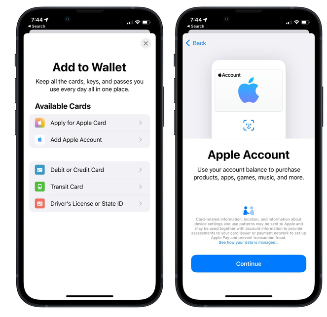淮滨苹果手机维修分享iOS 15.5钱包App如何添加 Apple 账户 